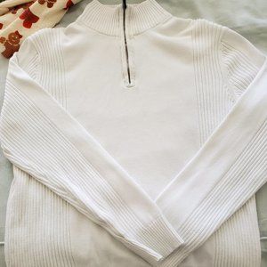 Calvin Klein Large Mens winter white soft cotton silver zipper great for golfers